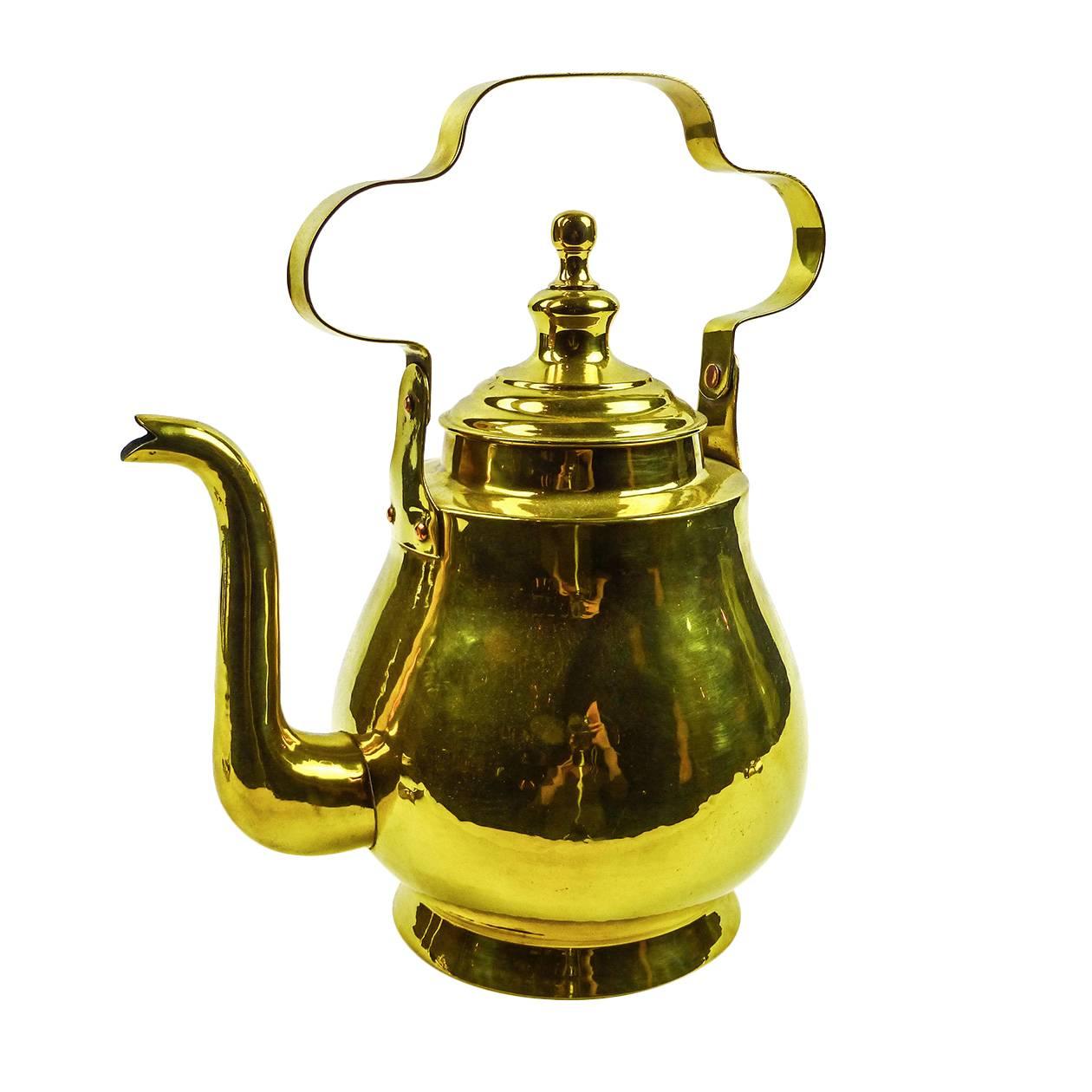 Dutch / Flemish Brass Tea Pot, circa 1880 For Sale