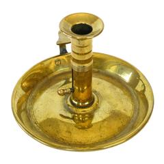 English Brass Chamberstick with Flying Scroll Handle, circa 1790