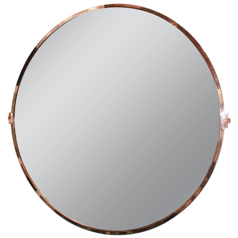 Large Custom Round Copper Mirror For Sale at 1stdibs