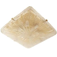 Very Large Kalmar Sunburst Murano Glass Flush Mount Light Fixture Brass