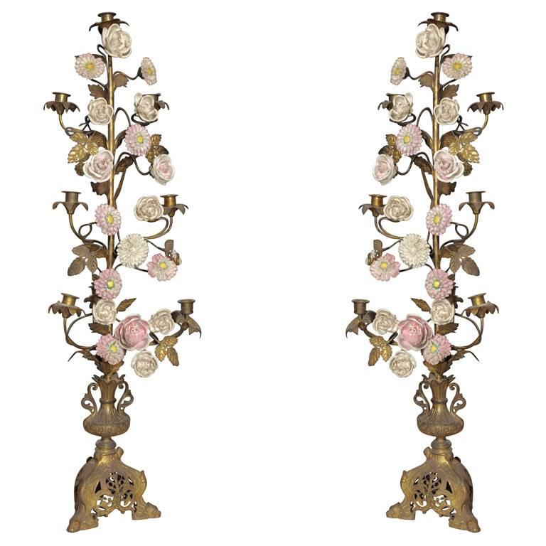 Pair of Seven-Arm candelabra For Sale