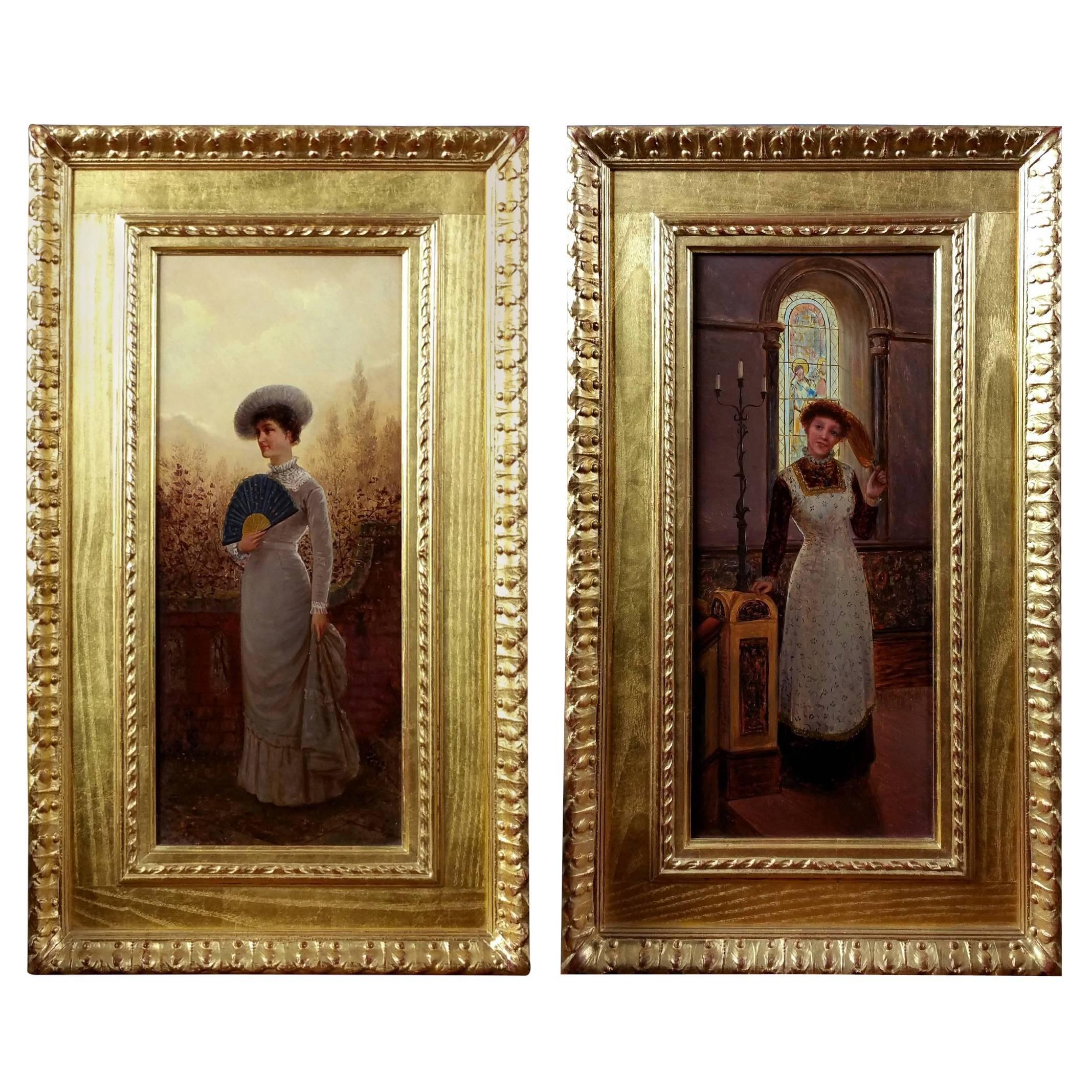 Pair of Oils on Panels by Charles Fredrick Lowcock