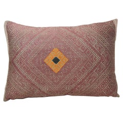 Vintage Silk Floss Threads Embroidery Laos Decorative Lumbar Pillow