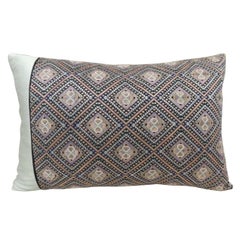 Vintage Silk Floss Embroidery Miao Decorative Lumbar Pillow.