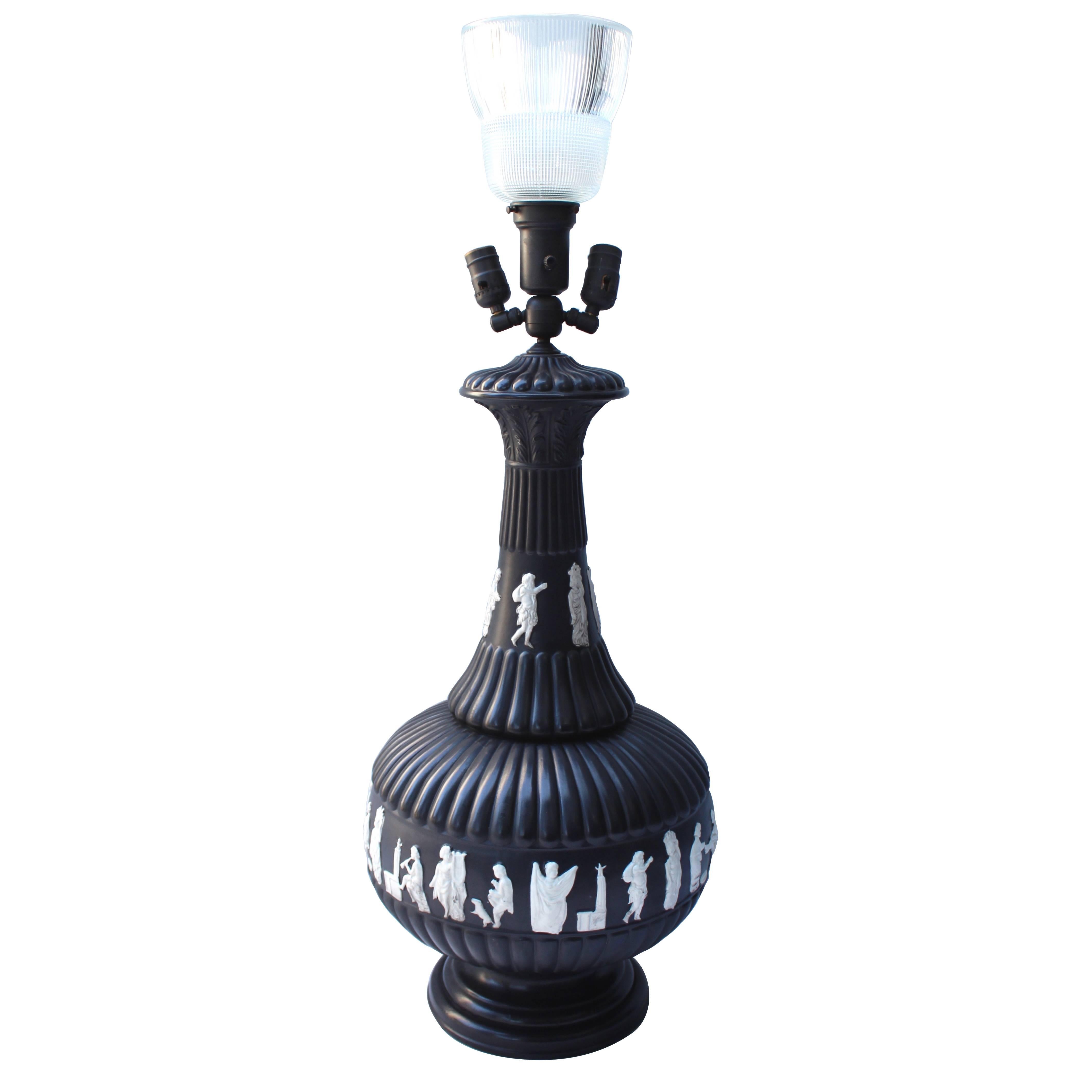Black Wedgwood Style Lamp For Sale
