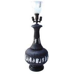 Vintage Black Wedgwood Style Lamp