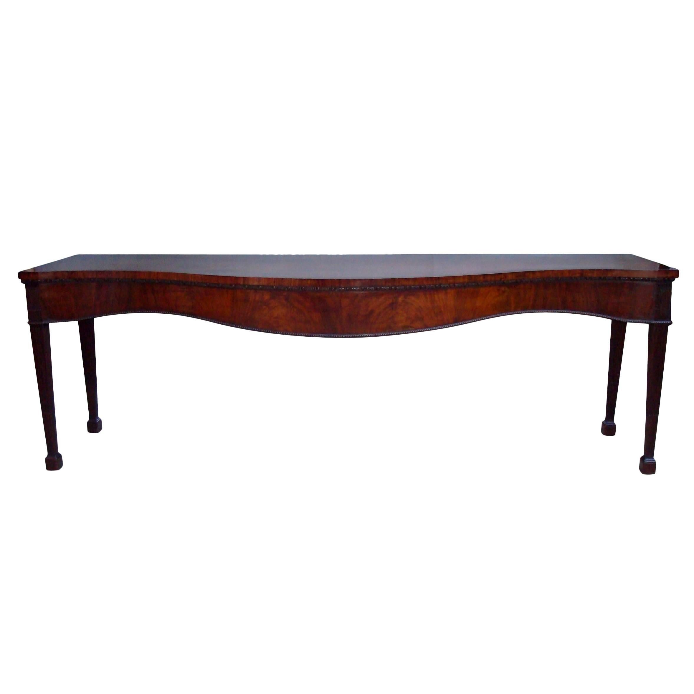 Monumental George III Mahogany Serpentine Serving/Side Table For Sale