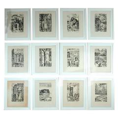 Rare Set of 12 Framed Provence Etchings by Albert Decaris 10