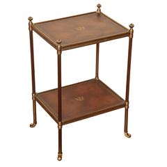 "Althorp" Two-Tier Brass and Leather-Lined Low Table