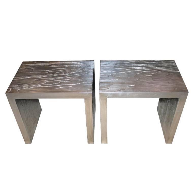 "Argentum Series" Silver Leafed Side Tables For Sale at 1stDibs