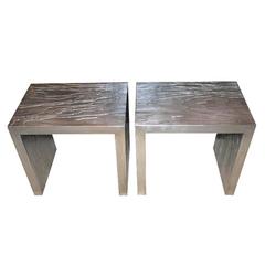 "Argentum Series" Silver Leafed Side Tables