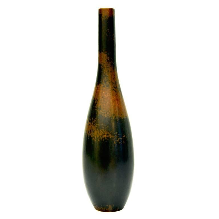Rare Brown Dappled Vase by Carl Harry Stalhane for Rörstrand For Sale