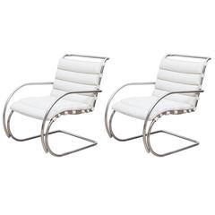 Pair of Mies van der Rohe MR Chairs by Knoll Studio