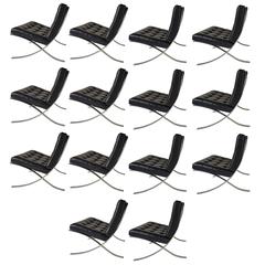Fourteen Signed Barcelona Chairs by Ludwig Mies van der Rohe for Knoll