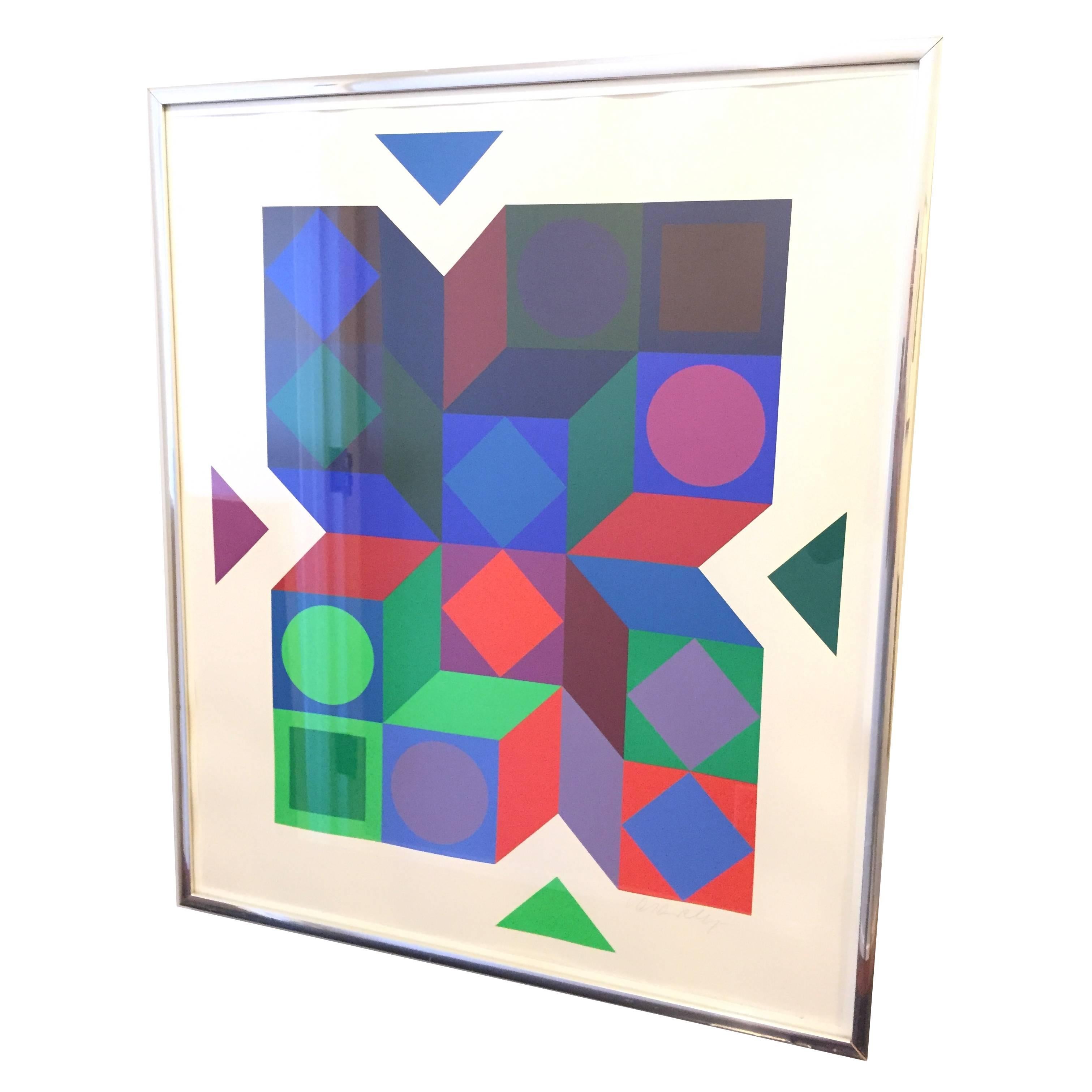 Signed Victor Vasarely Color Screenprint