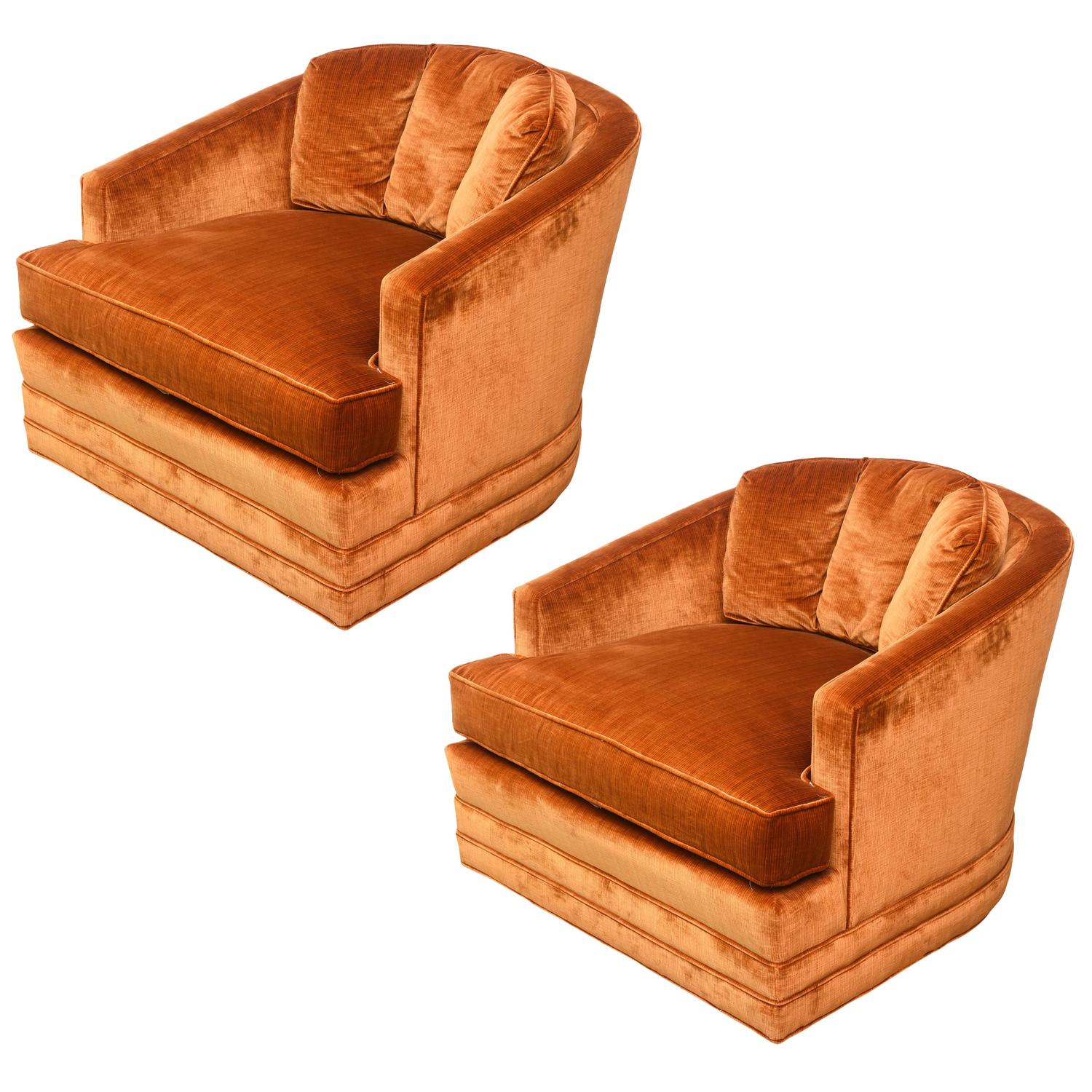 Drexel Hege Swivel Club Barrel Chairs--80s USA For Sale at 80stdibs