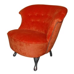 Used Swedish Slipper Chair in Orange Bamboo Velvet
