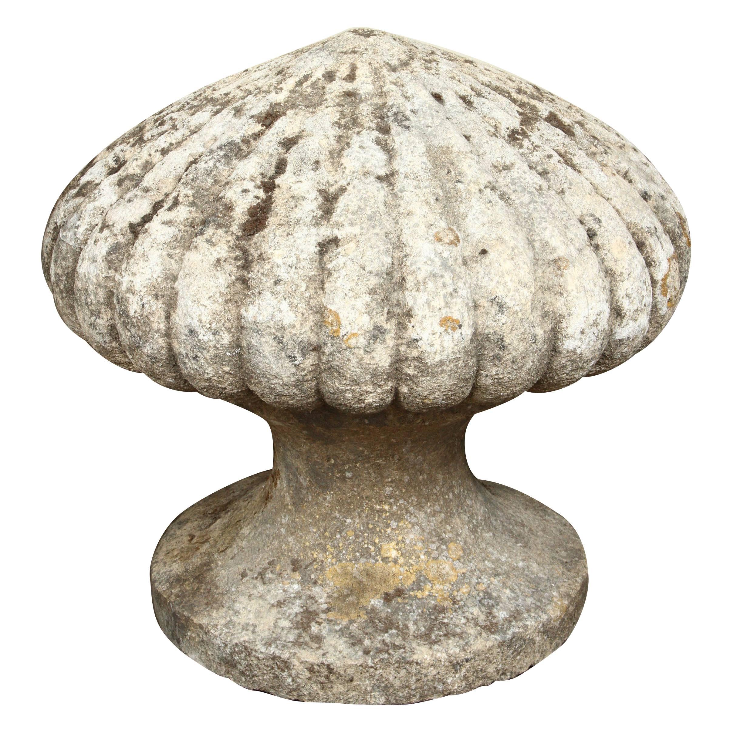 Pair of Monumental Limestone Finials