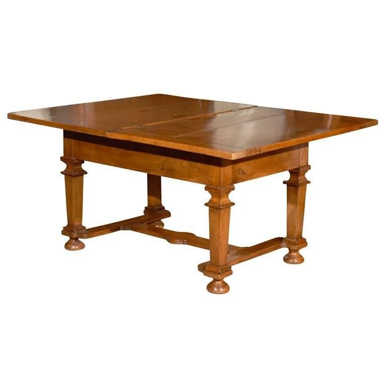 Walnut Flip-Top Dining Table with Cross Stretchers, France, circa 1720