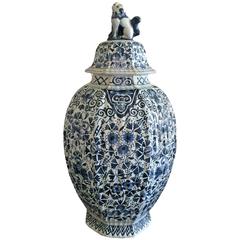 19th Century Delft Covered Urn