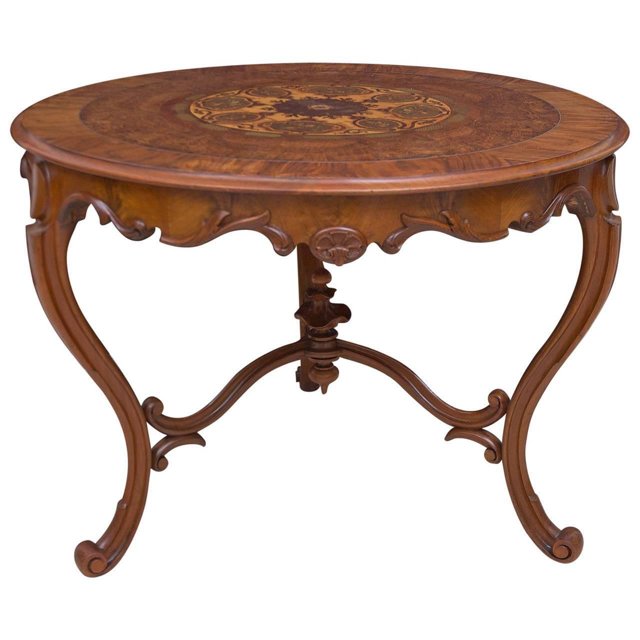 19th Century Italian Center Table With Mosaic Marquetry On Round 19th Century Italian Center Table With Mosaic Marquetry On Round Top At 1stdibs