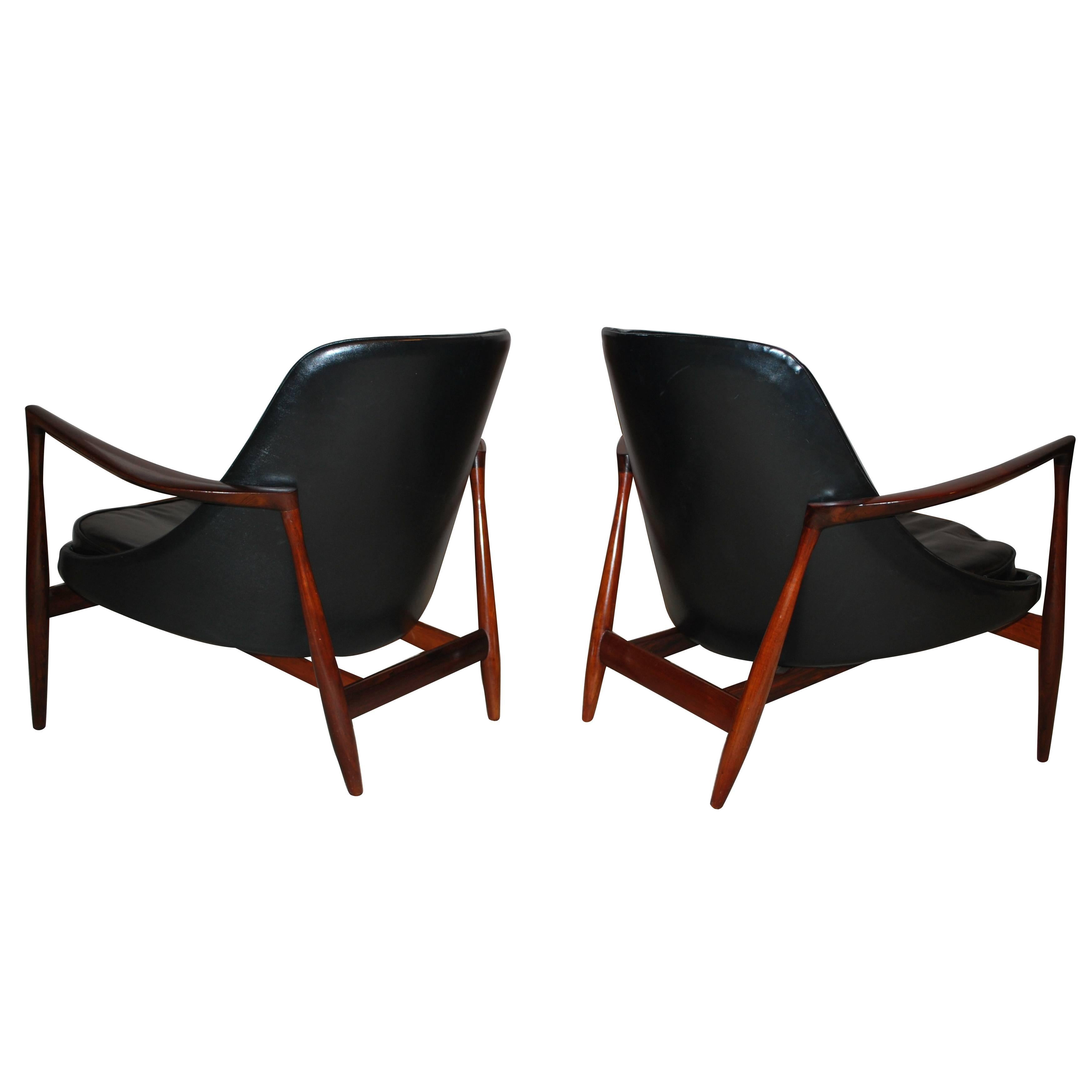 Pair of "Elizabeth" Chairs and Stool in Rosewood by Ib Kofod Larsen