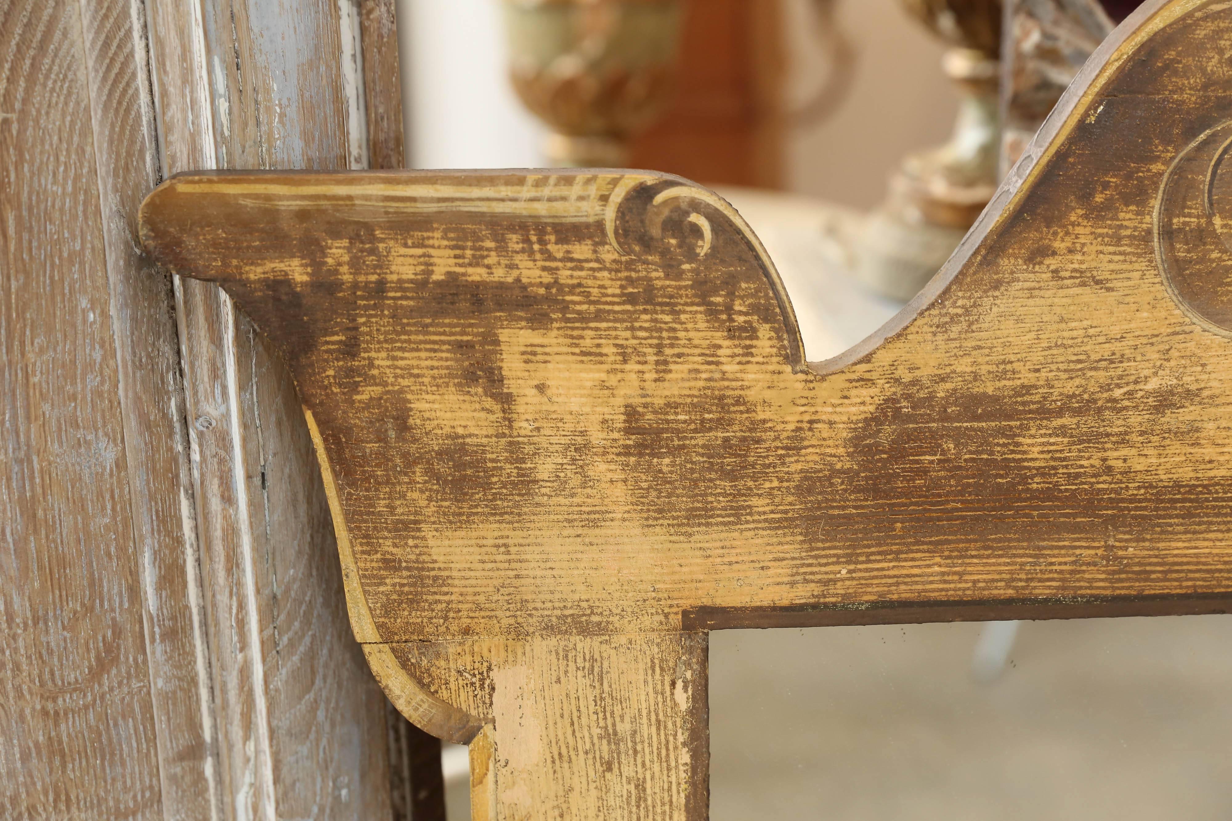 19th Century Mustard Gold Painted Trompe L'oeil Mirror