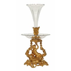 French 19th century Belle Époque Period Baccarat crystal and ormolu centerpiece