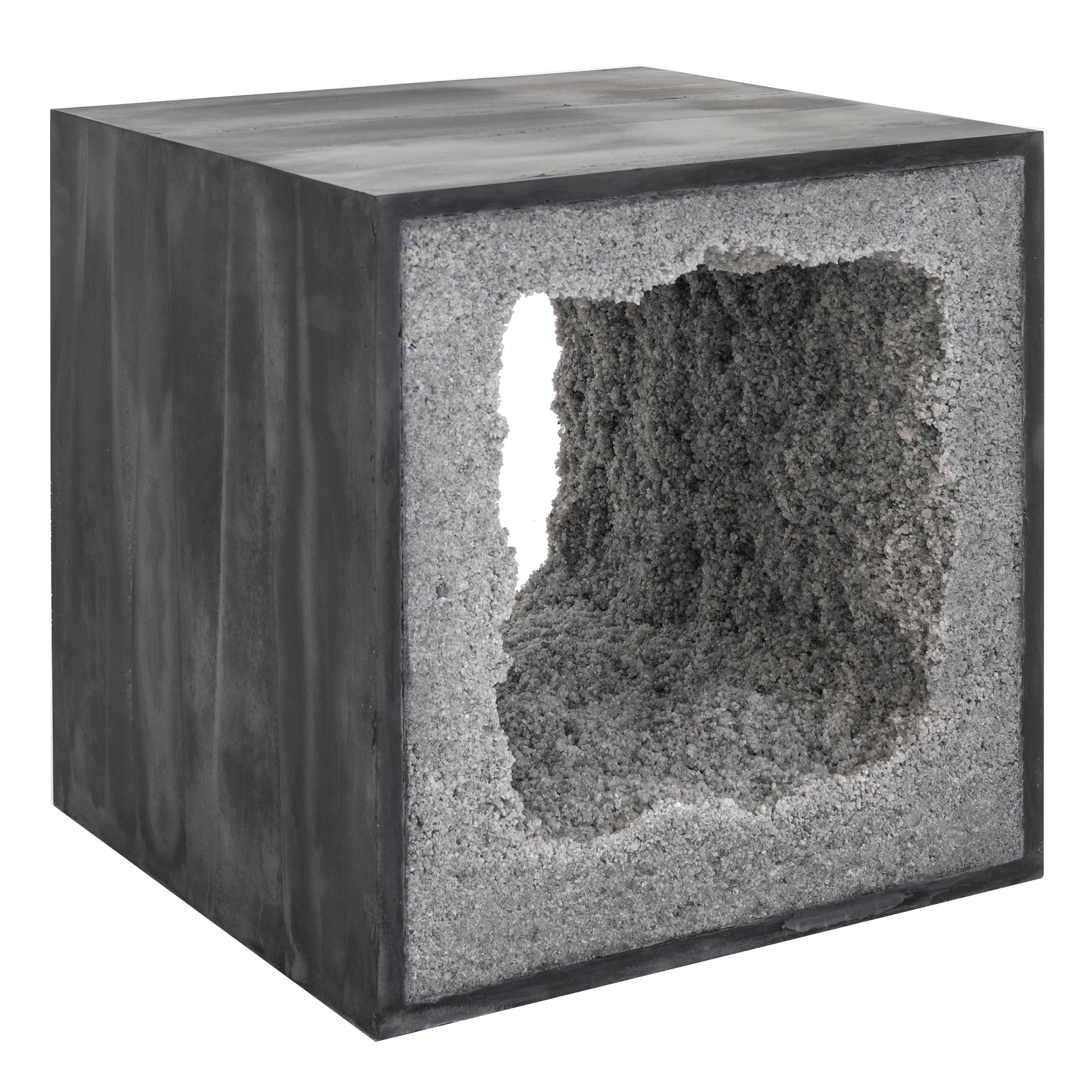 Black Cement and Rock Salt Table by Fernando Mastrangelo For Sale