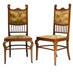 Set of Six Art Nouveau Dining Chairs, France Early 1900s