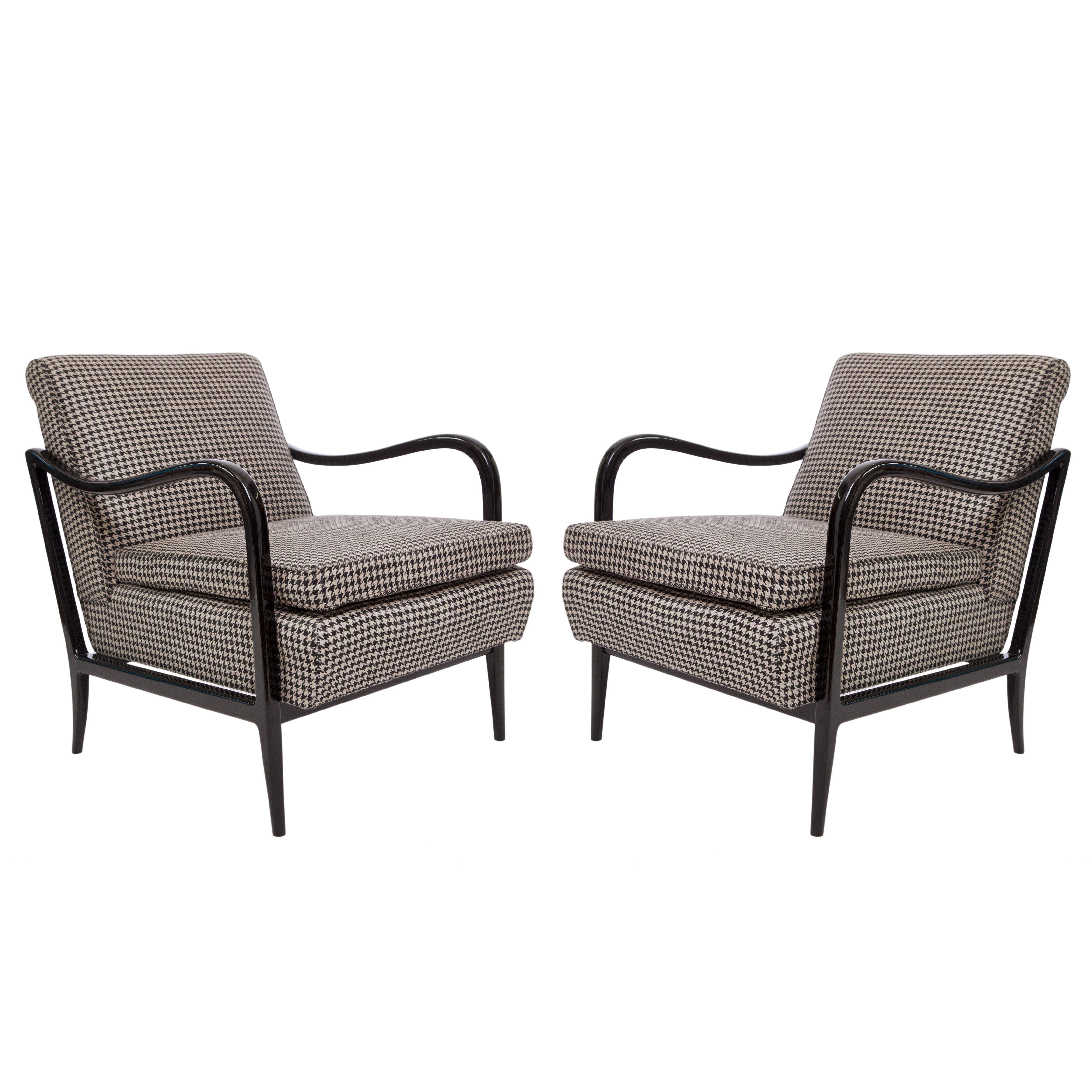 Pair of Mid-Century Ebonized Armchairs