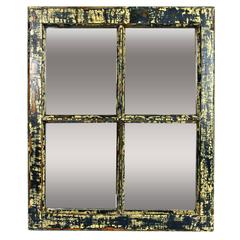 19th c.Industrial Wood Window Frame as Mirror 10
