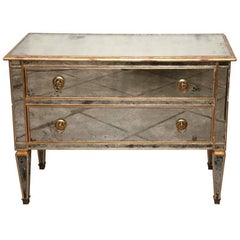 Superb Custom  Mirrored and Gold Gilt Two Drawers Chest