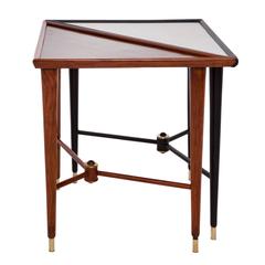 Pair of Midcentury Bi-Colored Triangular Side Tables in Caviuna Wood