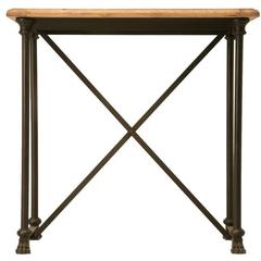 French Rift White Oak and Steel Console Table