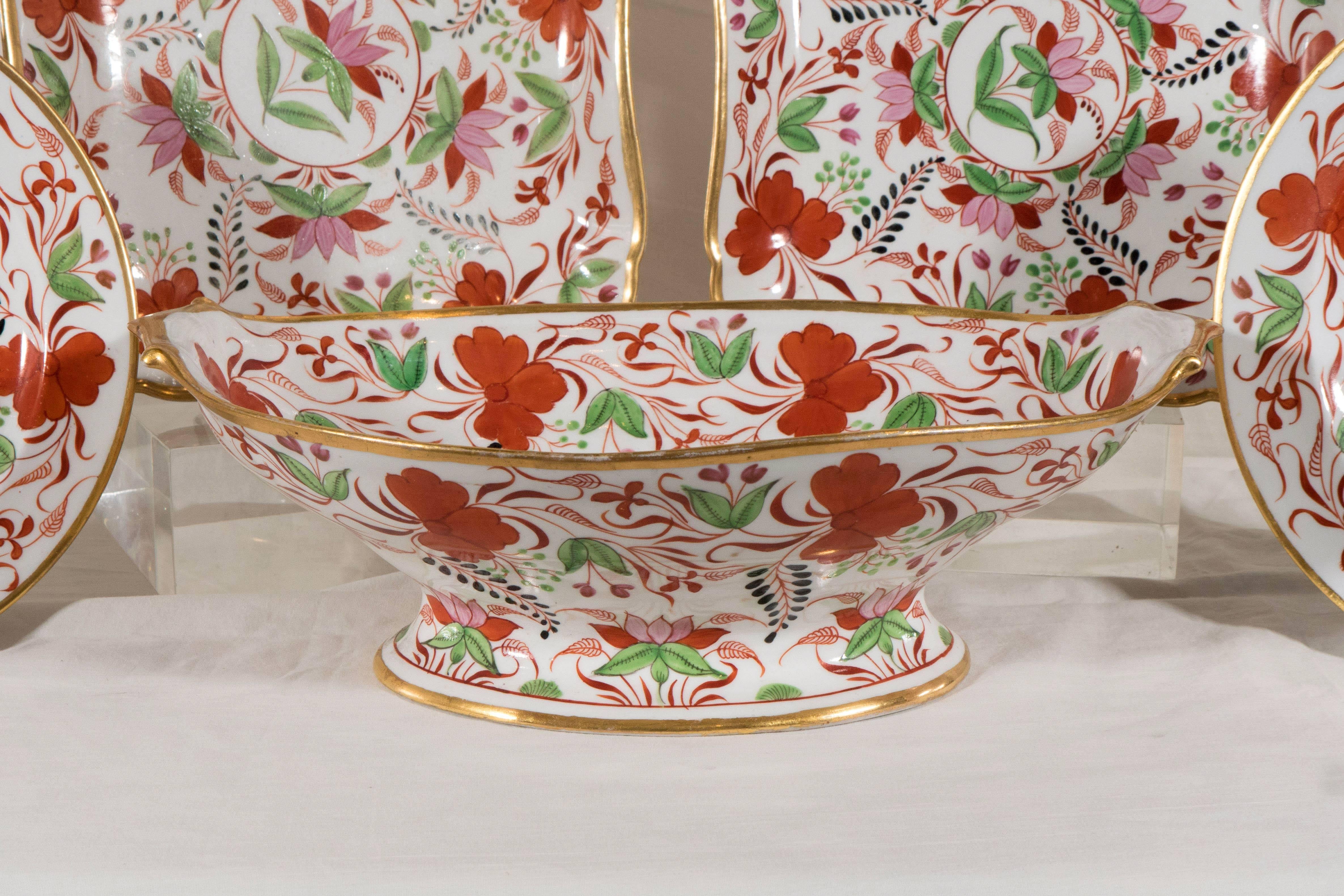 Outstanding Group of Miles Mason Dishes in an Extraordinary Overall Pattern In Excellent Condition In Katonah, NY