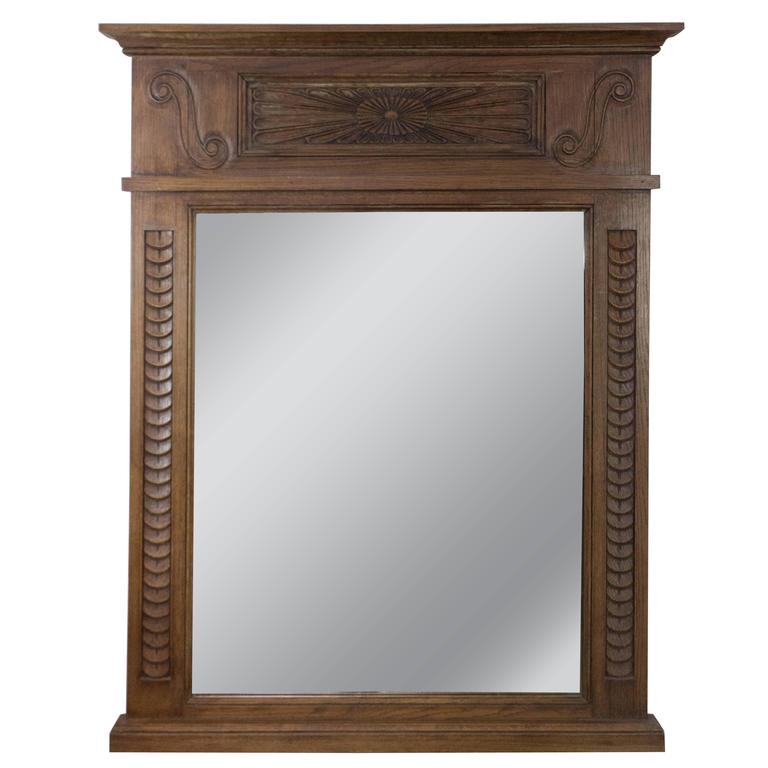 Late 19th Century French Mantel Mirror with Carved Wooden
