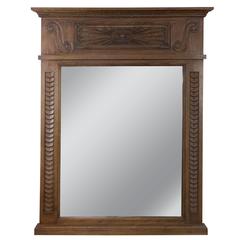 Late 19th Century French Mantel Mirror with Carved Wooden Frame
