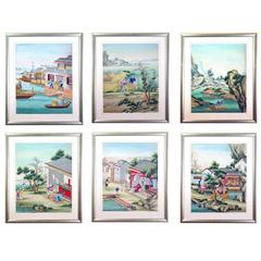 Chinese Watercolour & Gouache Paintings of Chinese Life, A set of Six. 2