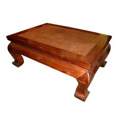 19th Century Chinese Chow Leg Coffee Table with Woven Mat Top 11