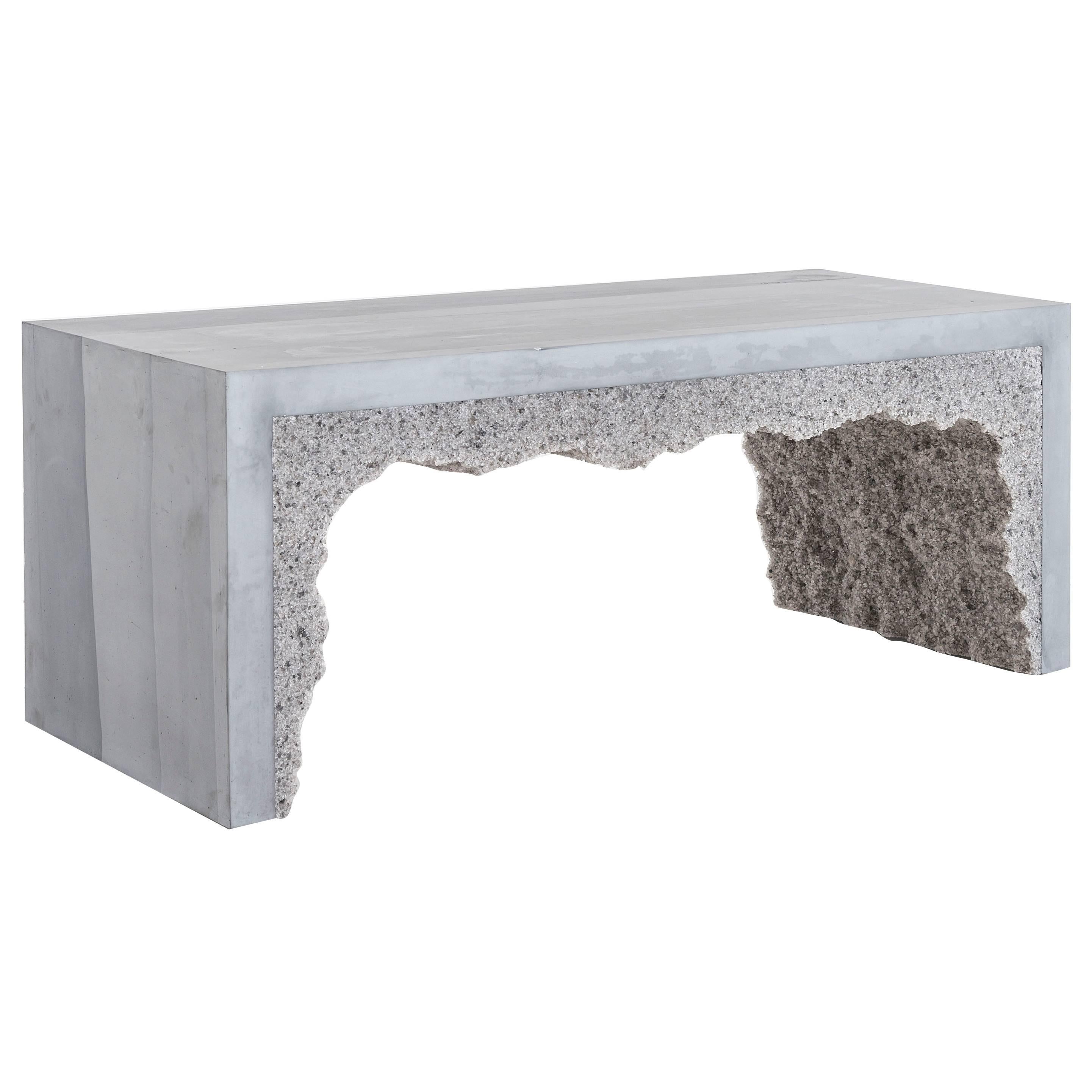 Grey Cement and Grey Rock Salt Bench For Sale