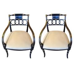 Pair of Regency Style Armchairs by Baker