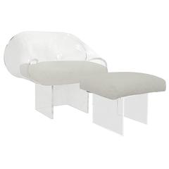 Ribbon Chair and Ottoman in Molded Lucite by Robert Van Horn