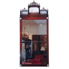 English Regency Mahogany Pier Mirror with Inlaid Porcelain Plaque