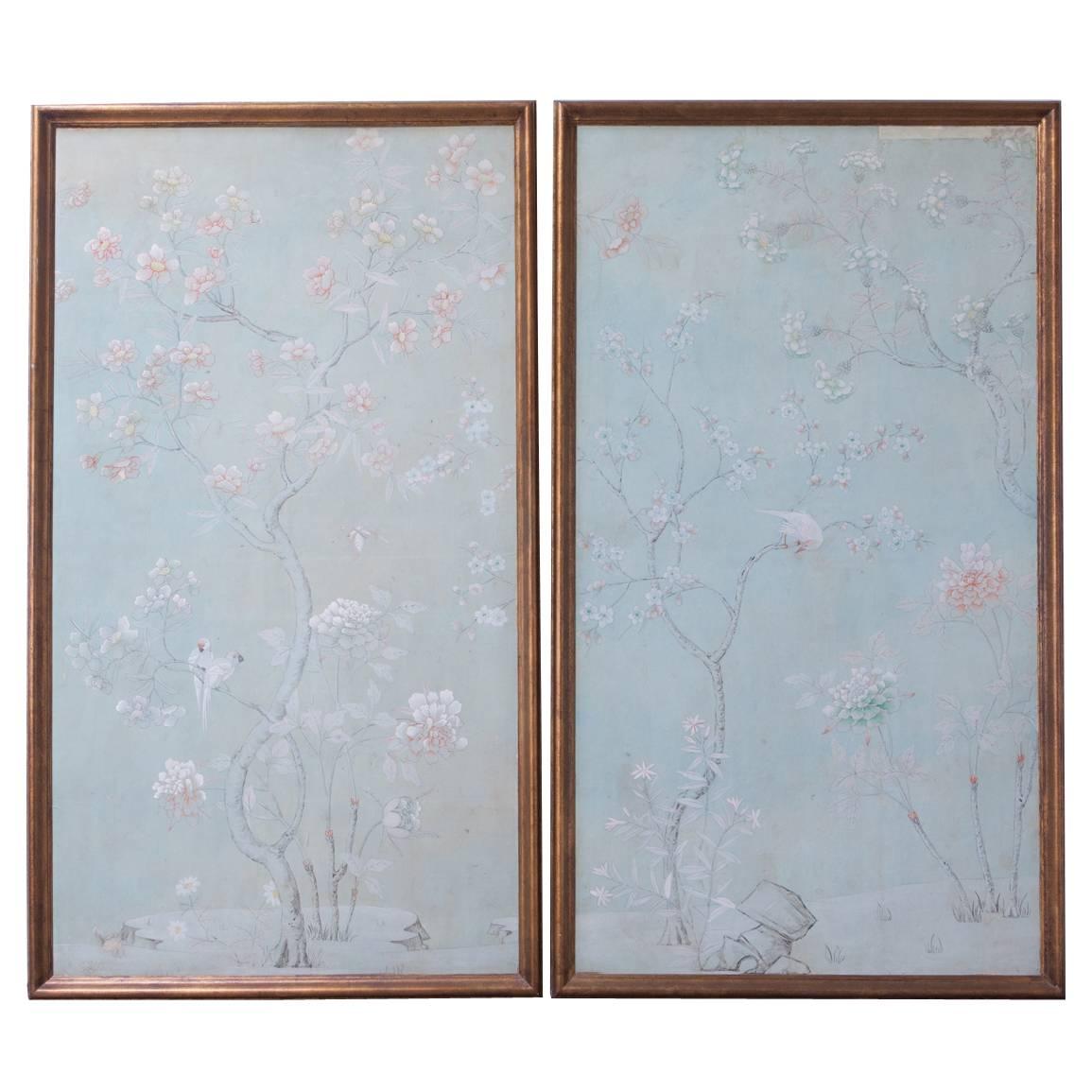 Pair of Chinoiserie Wallpaper Panels