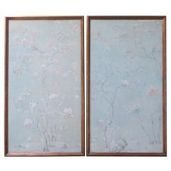 Vintage  Pair of Chinoiserie Wallpaper Panels