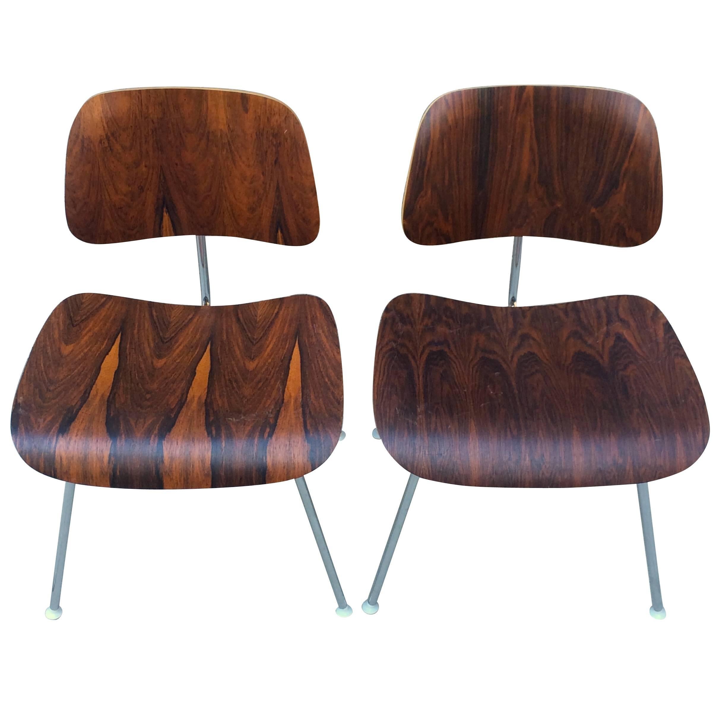 Pair of Eames Rosewood DCM Chairs for Herman Miller