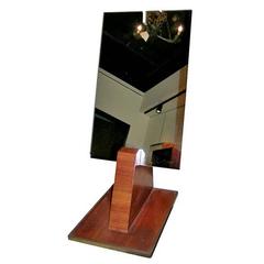 French Art Deco Floor Mirror in Book-Matched Palisander with Bronze Details