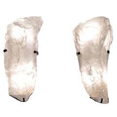 Pair of Natural Form Rock Crystal Wall Sconces