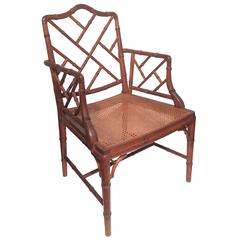 Chinese Chippendale Faux Bamboo Armchair